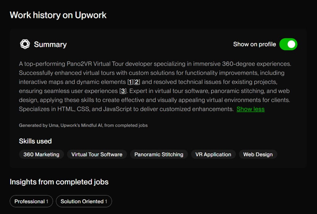 Refano Andreas Testimonial Summary by Upwork UMA AI