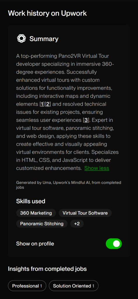 Refano Andreas Testimonial Summary by Upwork UMA AI